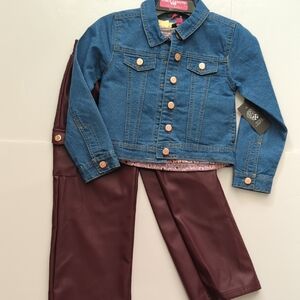Vince Camuto Blue Denim Jacket with Brown Pants